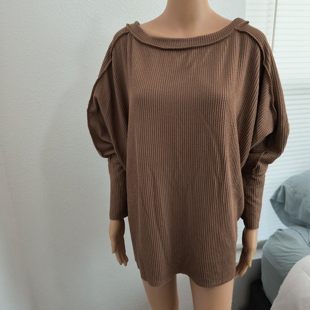 Brown/Neutral Dolman Sleeve Sweater